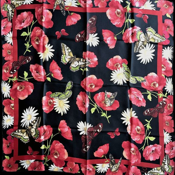 Oscar de la Renta Accessories - Oscar de la Renta flowers and butterflies scarf